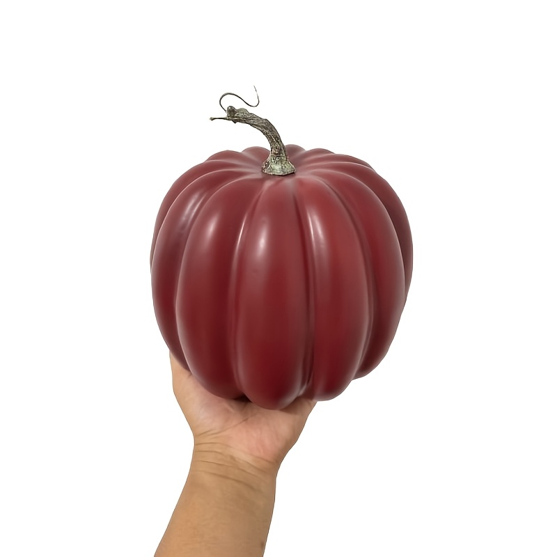 TEMU Single Burgundy Gothic Foam Pumpkin - 8.66 Inch Reusable Sturdy Artificial Decor Suitable For Halloween, Thanksgiving, Autumn Table Centerpiece,