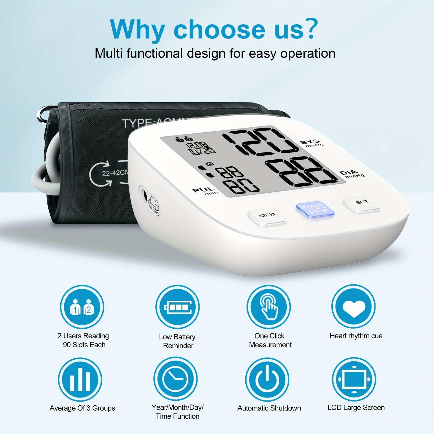 Tensiometro Digital Brazo Bluetooth Batería USB Medidor Presion