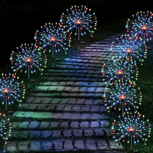 8 6 4 2 pack 480 360 240 180 led solar garden lights for yard solar firework lights outdoor with 8 twinkling lights sparkly solar starburst lights for wedding walkway decor