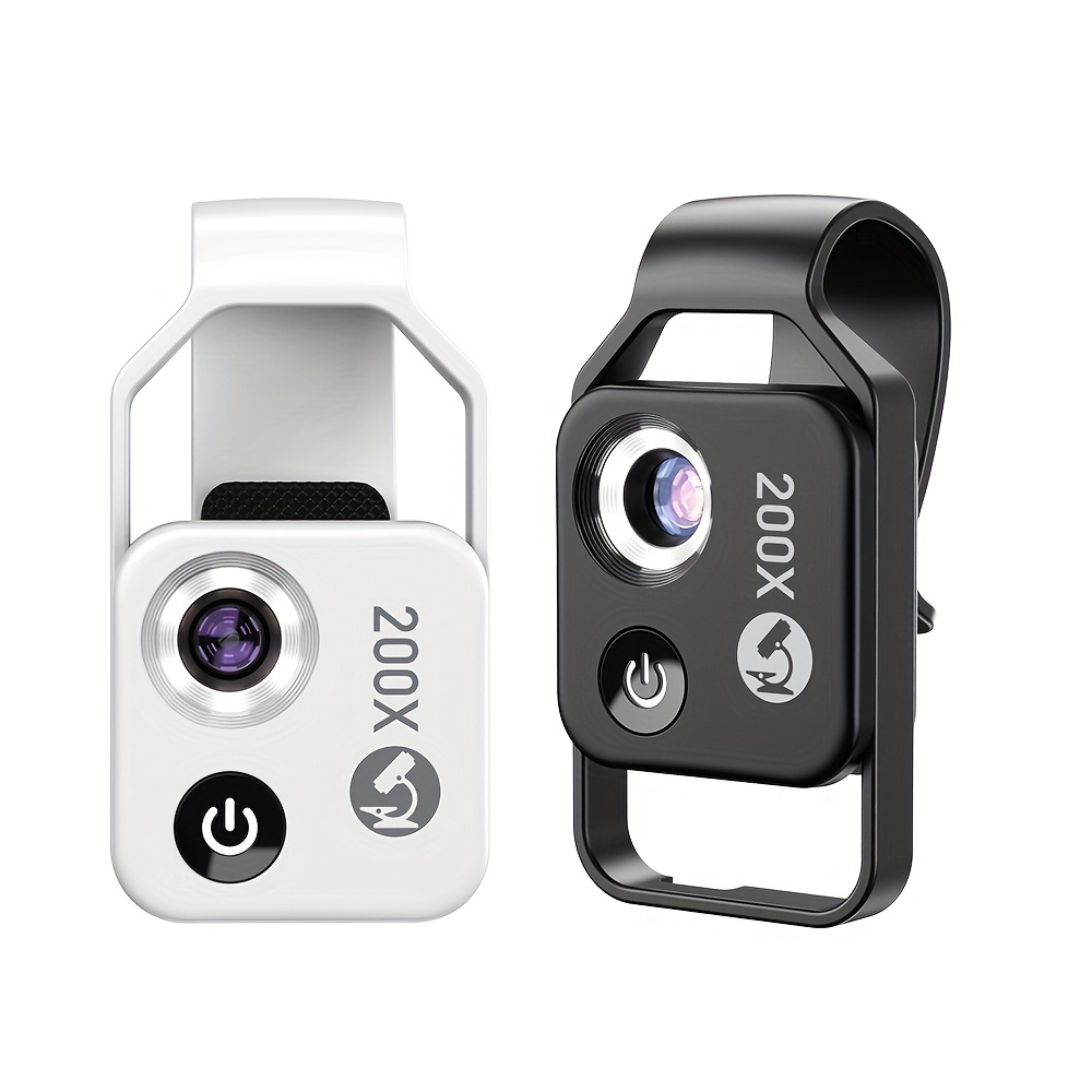   200  microscope lens   micro lens for iphone   with led light universal   pocket digital microscope portable smartphone macro lens camera without cpl black and white