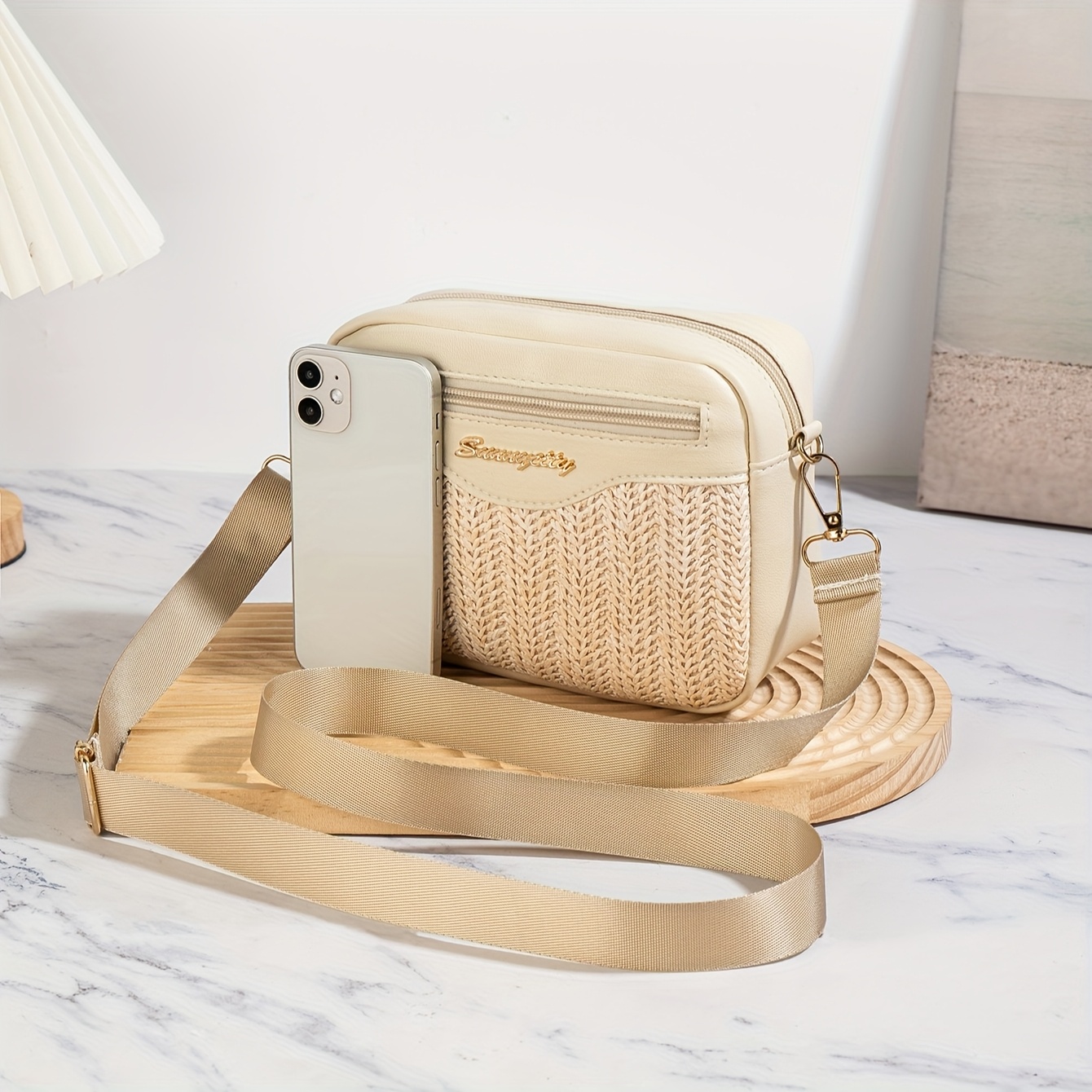 Borsa In Paglia Donna Tracolla - Stile Bohémien, Regolabile, Per Mare E Vacanze, Marrone - Foto 7