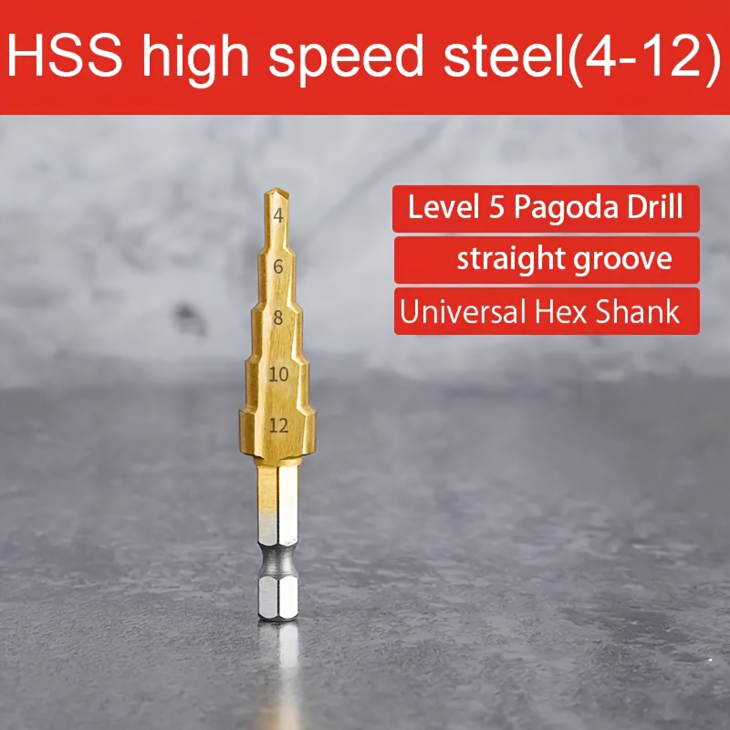 Steel Step Drill Bit, 4-12mm - Metal Hole For Wood & Metal, Hex