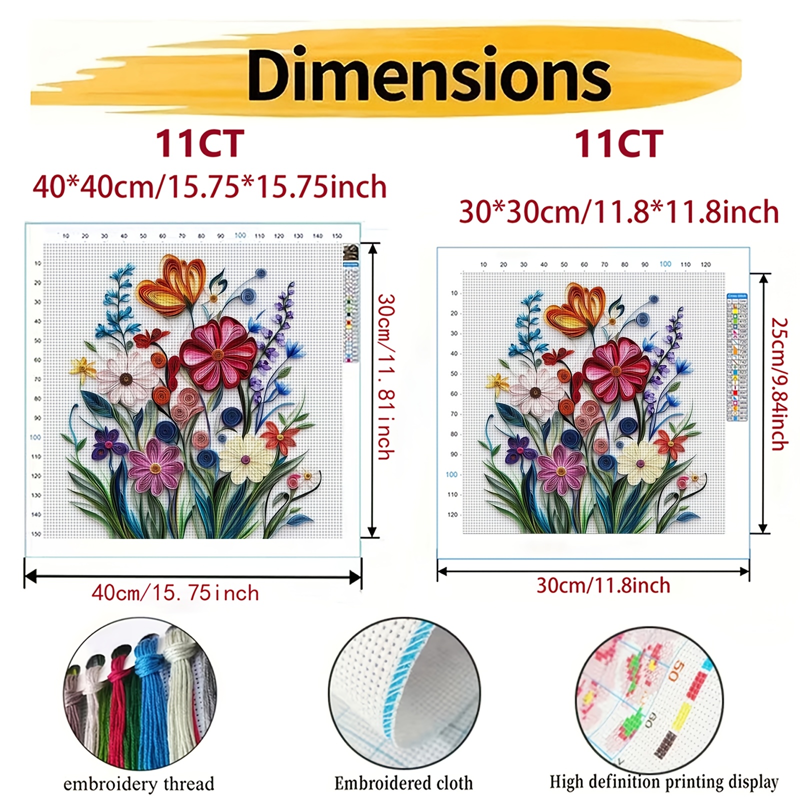 Quilled Bouquet Cross Stitch Printing Kit for Beginners