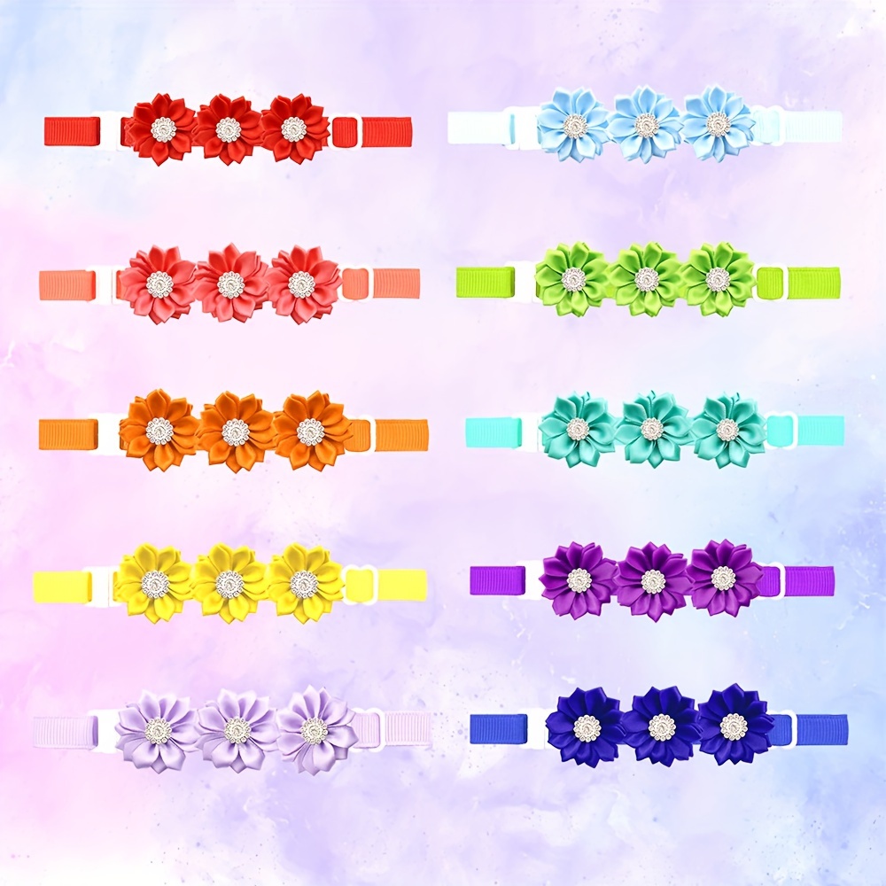 10 Pack Assorted Floral Dog Collars with Bowties