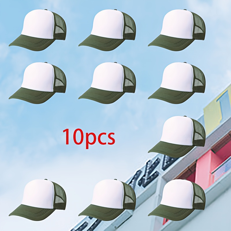10pcs Custom DIY Pattern Printed Mesh Baseball Caps, Unisex