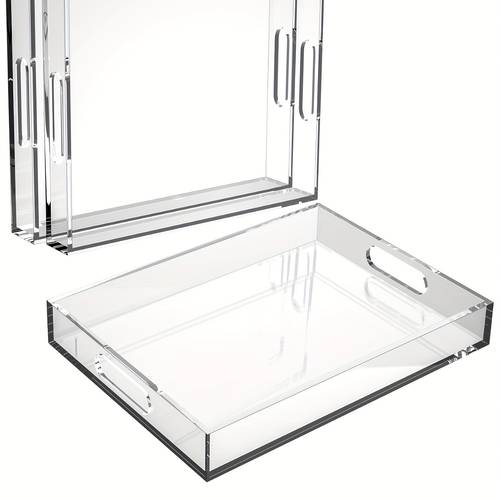 large transparent acrylic tray suitable for modern rectangular kitchen dining table serving dish non slip easy party wedding gift 2 16x12 15 4x11 9 inch