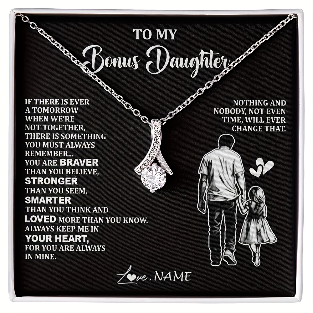 Personalized Bonus Daughter Necklace from Stepdad, Custom Gift