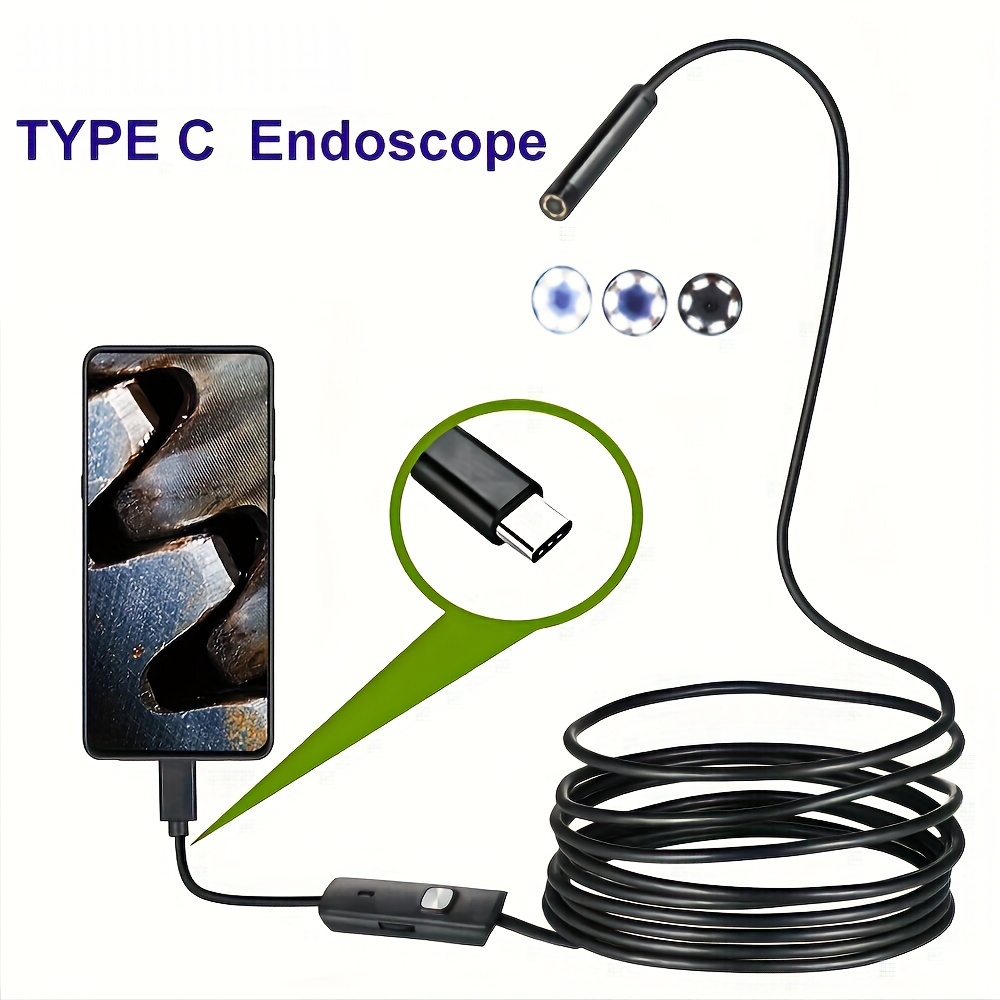 

Usb Powered Endoscope With Type-c Connector, 5.5mm Lens For Android And Pc Inspection - Flexible Cable Camera Without Battery