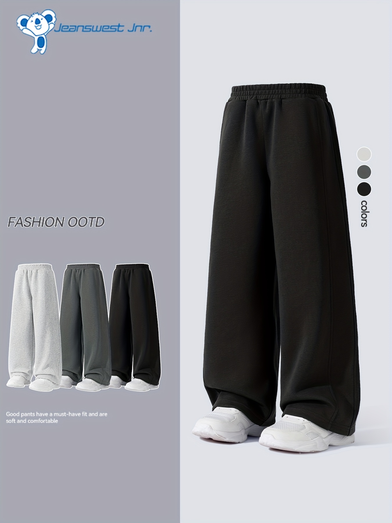 Baggy Jogginghose Für Mädchen - Weite Beine, Hohe Taille, Elastischer Bund