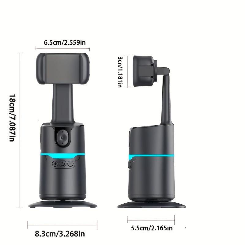 Qaml Tracking Tripod, Required, 360° Rotation Face Mount Smart Shooting Phone Tracking Holder For Vlog Live Streaming Video, Rechargeable Battery, Black