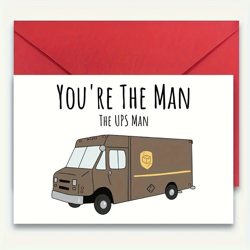 TEMU 4pcs (2 Greeting Cards + 2 Envelopes) "you're The For Man, The Ups For Man" Greeting Card - Perfect Appreciation And Holiday For Postal Staff,