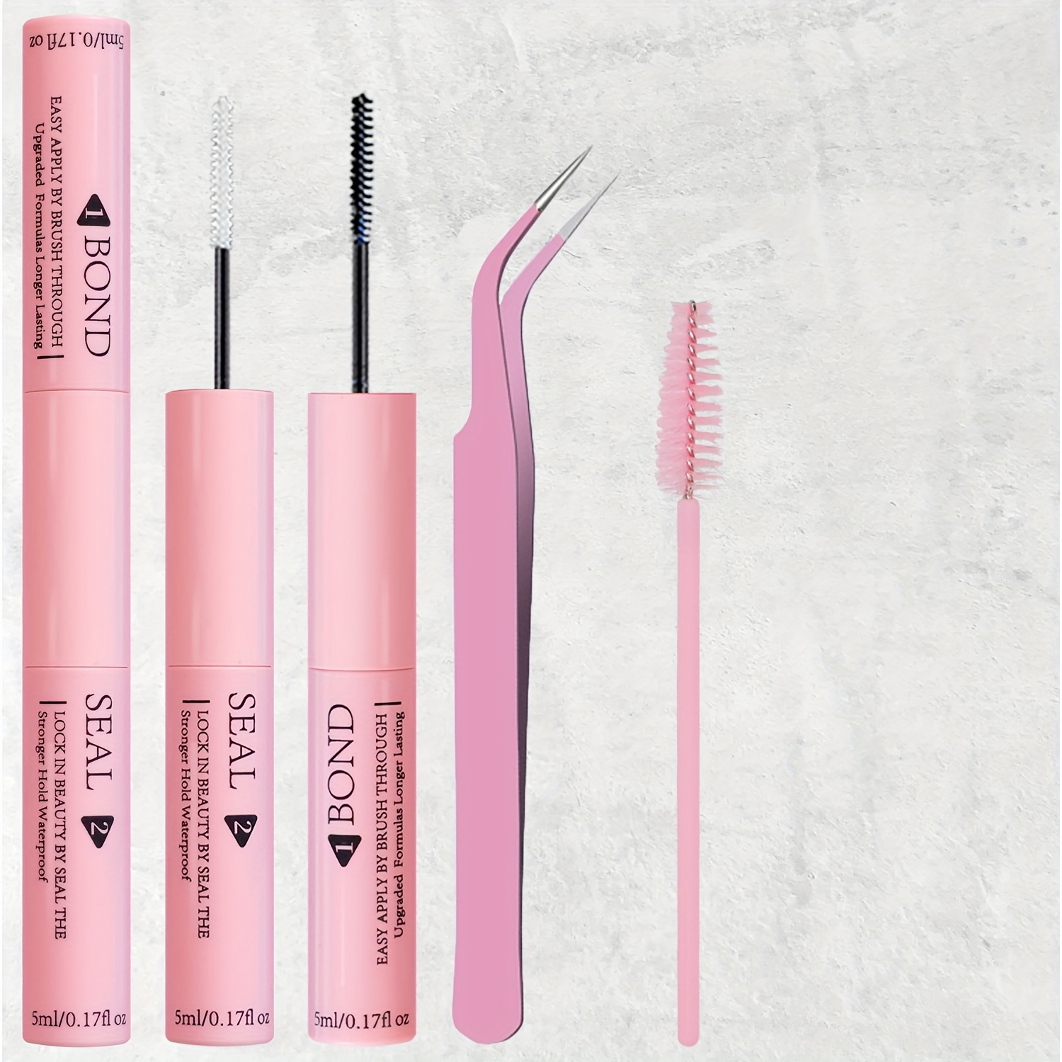 TEMU Set Of Pink Glue, Tweezers, And Brush. Is Mild And Non-irritating. Resistant To Water, Sweat, And Makeup Smudging, Making It Ideal For Fitness, Swimming, And Travel