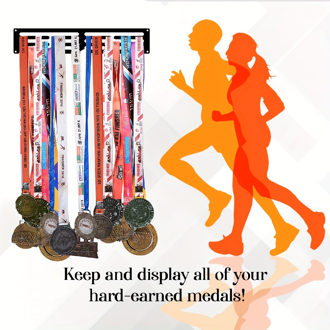 

Decorative Art Metal Medal Hanger Display Frame: Perfect For 60 Medals, Easy To Install, Suitable For Marathon, Soccer, Softball Awards