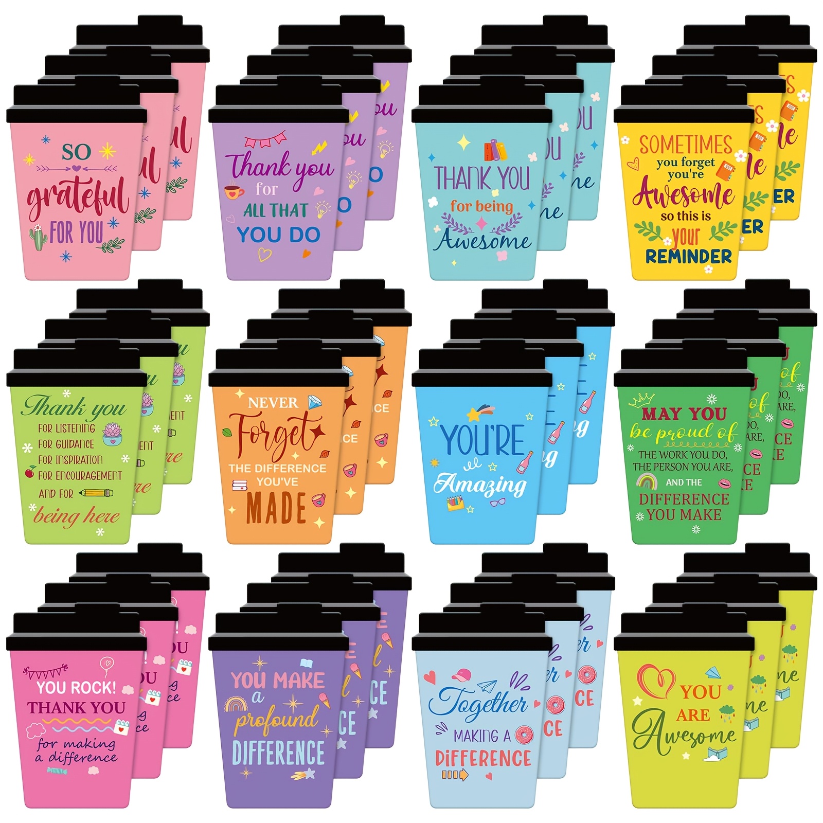 TEMU 36pcs Employee Appreciation Fridge Magnets, Teacher Coffee Cup Stickers Gift, Bulk Inspirational Coffee Cup Fridge Decor, Gift For Colleagues,