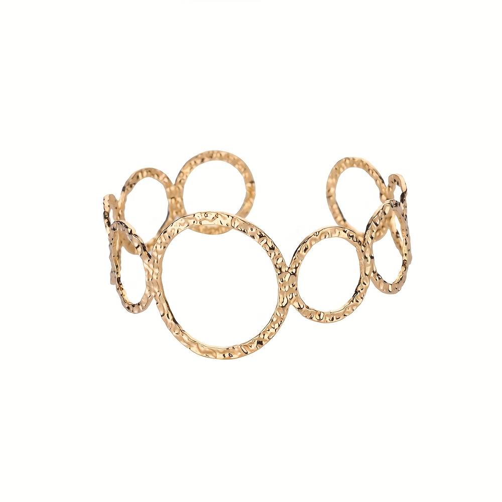 TEMU 1pc Pulsera Elegante Bohemia de Acero Inoxidable en Tono Dorado para Mujeres - Diseño de , Joyería Versátil para Uso Diario y Festivo, Accesorio