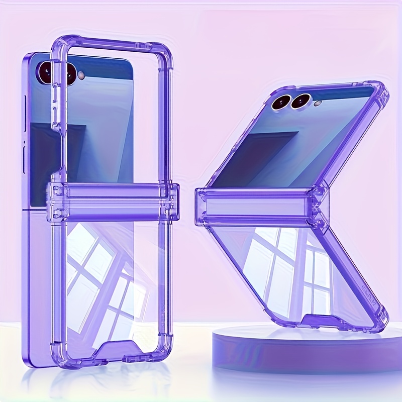 TEMU Simple And Stylish Transparent Foldable Phone Case For Galaxy Z Flip 3, Z Flip 4, Z Flip 5, Z Flip 6, Z Flip 7 - Full Coverage Shockproof Soft