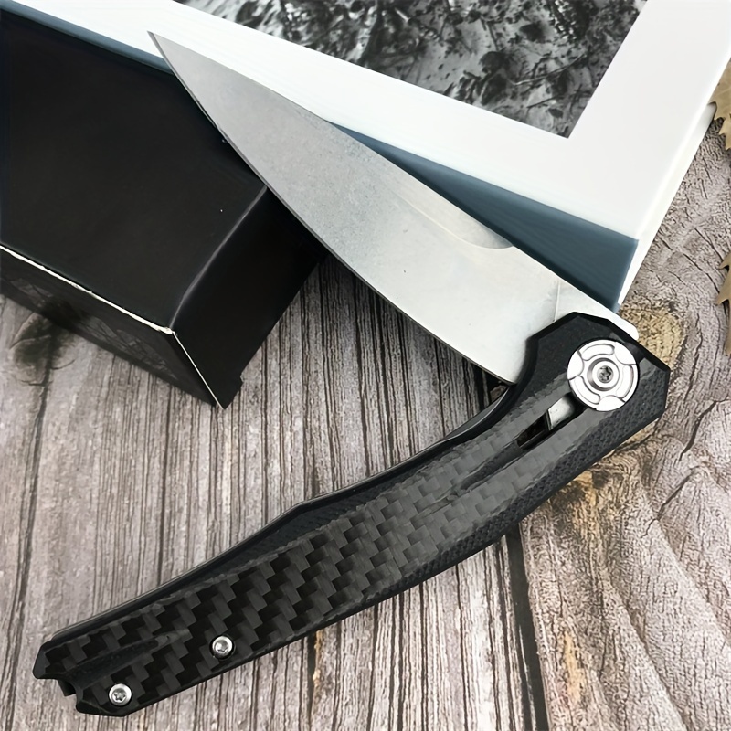 

Black Premium Carbon Fiber Handle D2 Sharp Flat Edge Portable Household Multifunctional Kitchen Utensils Edc Knives