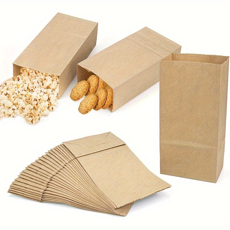 

100pcs, Mini Paper Bag Durable Brown Paper Bag Small Biscuit Party Gift Bag, Pastry Bread Paper Bag, Disposable Lunch Box Takeaway Packing Paper, Nut Food Packaging Bag