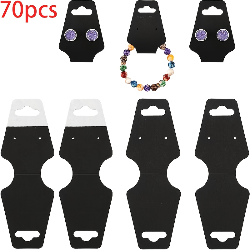 TEMU 70/18pcs Black Paper Tags, Jewelry Display Cards, Backed With Adhesive, Available, Suitable For Jewelry, Headbands, Necklaces, Earrings, And