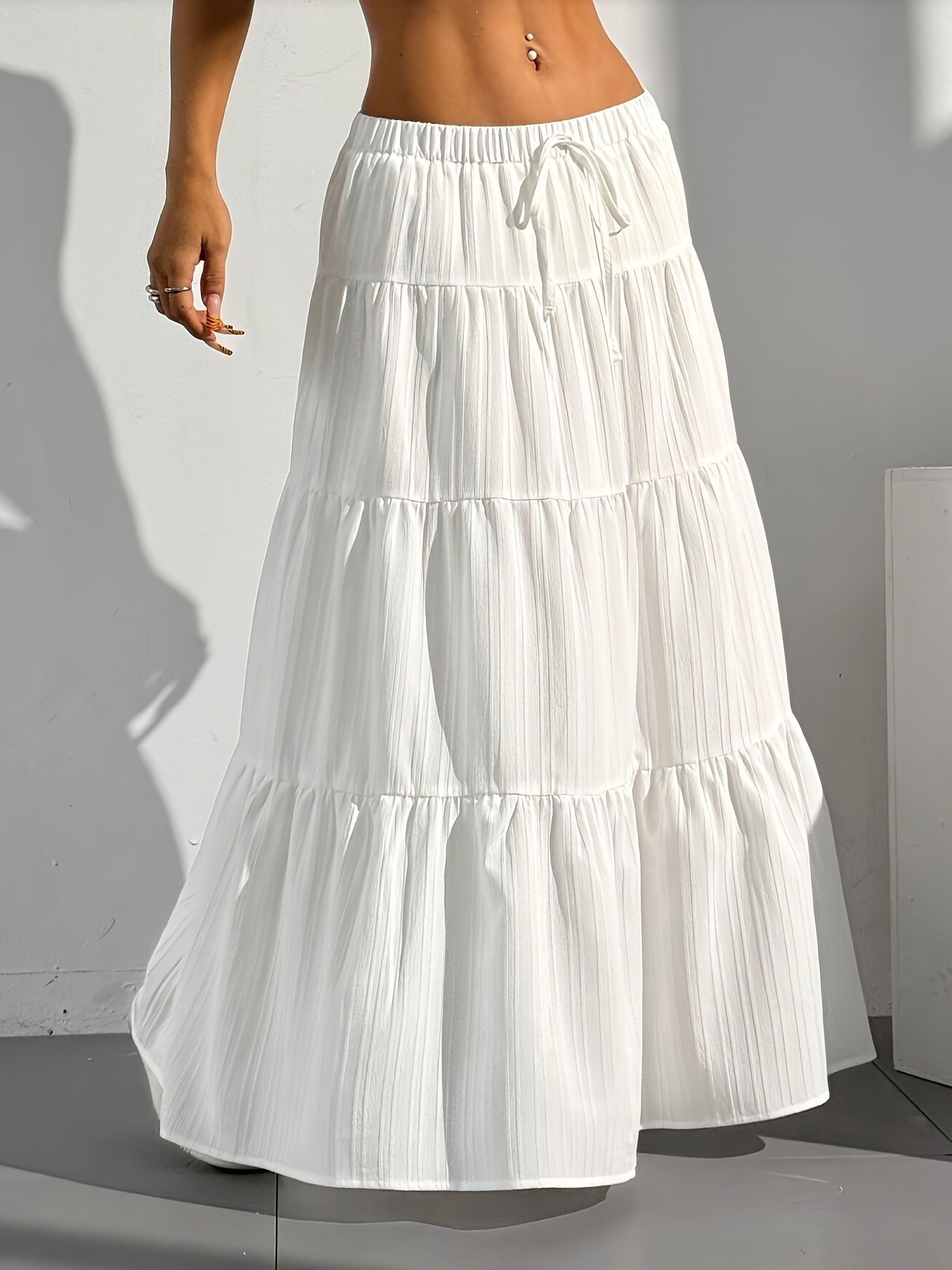 item picture plus size plus size spring and summer plus size womens clothing popular white skirt strap stitching large swing skirt loose long skirt women