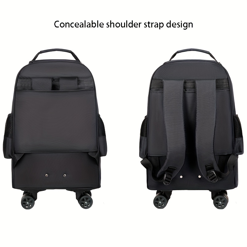 Large Capacity Retractable Trolley Luggage with Detachable Wheels - Heavy-Duty Soft Shell Suitcase, 22-Inch Travel Carry-On with 360° Swivel Wheels