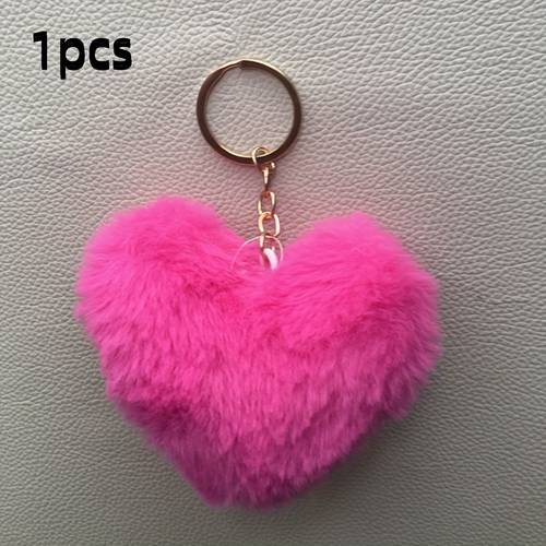 womens fashion heart shaped plush ball keychain heart shaped car keychain household keychain pendant charm ideal gift