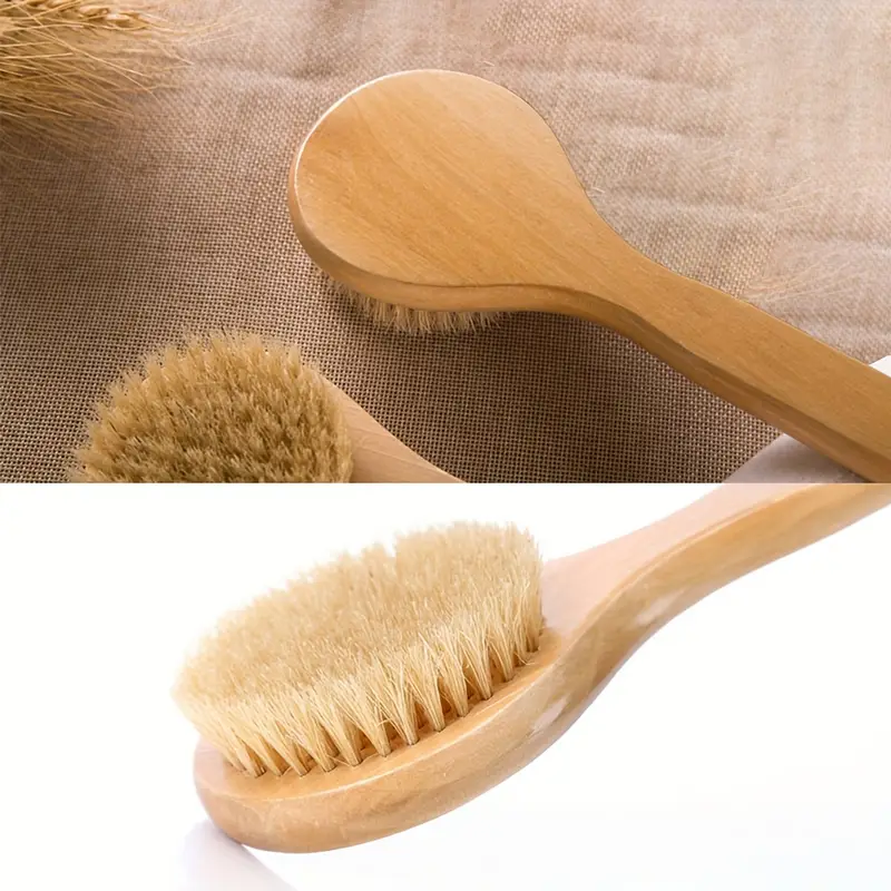 long handle body brush with soft bristles non electric back scrubber for dry light beige exfoliation gentle bath shower tool for smooth light beige no battery needed for home or spa shower brush durable construction skincare routine bristles skincare enthusiasts Product details 2