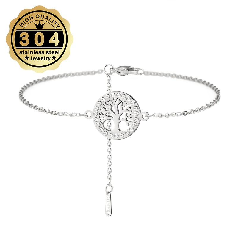 Image of 1 Women's Bracelet, 304 Stainless Steel Jewelry, Fashionable And Luxurious Tree Of , Elegant And Versatile, Suitable For Daily Wear, Ideal Christmas Gift, Hypoallergenic