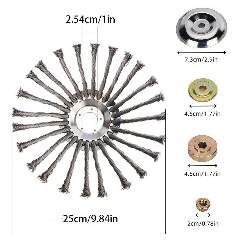 Image of 5pcs Set (1pc 10 Inch Wire Cutting Wheel Trimming Head And 4pcs Additions) - Heavy-duty Weed Cutter Wheel For Lawn Mowers, Compatible With Most Trimmers, Garden And Roadside Mowing Tools