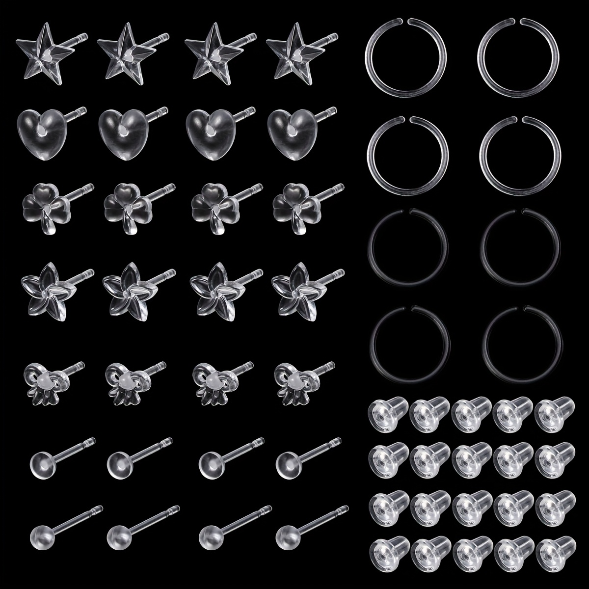 TEMU 9/18 de Pendientes Acrílicos Transparentes para Cartílago, Tragus y Helix - Joyería Corporal Cómoda para Uso Diario y Fiestas