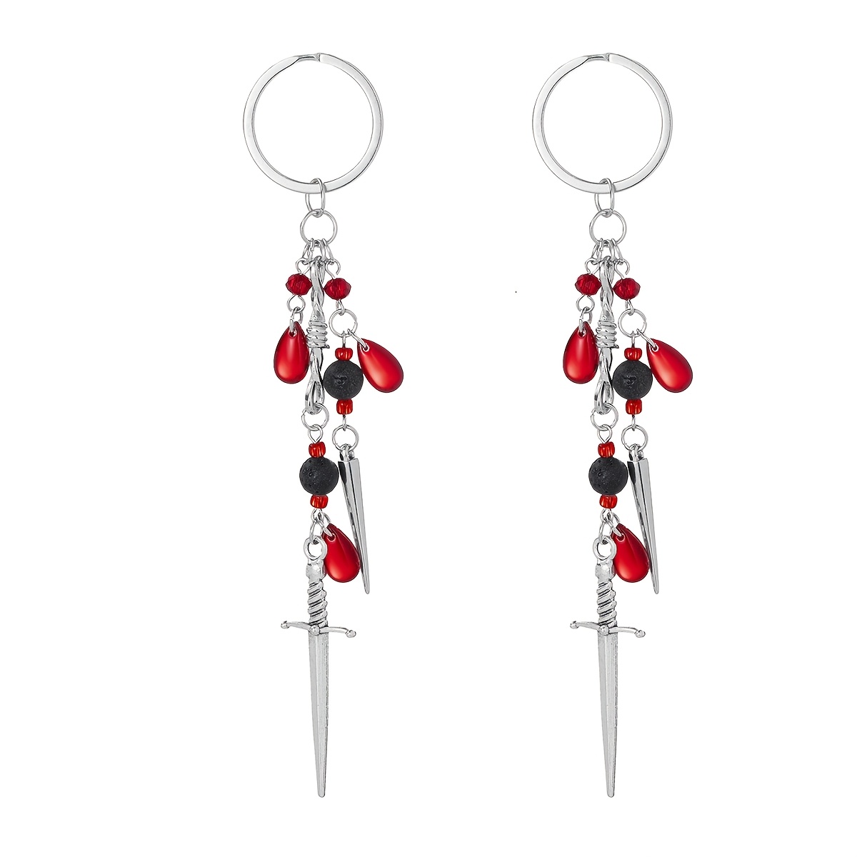 TEMU 2pcs Y2k Gothic Style Alloy Acrylic Sword Rivet Keychains Unisex Daily Party Gathering Gift