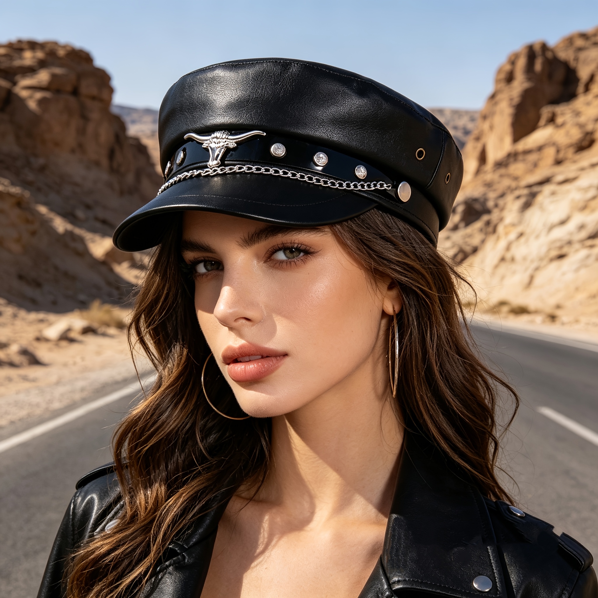 pu rivet performance hat duck tongue hat new punk hip - Temu