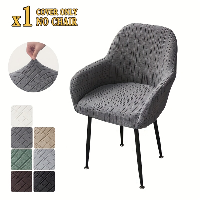 Image of 1pc Stretch Jacquard Dining Chair Cover With High Armrests - For Home & Hotel Chairs, Machine Washable, , Stylish Armchair Cover