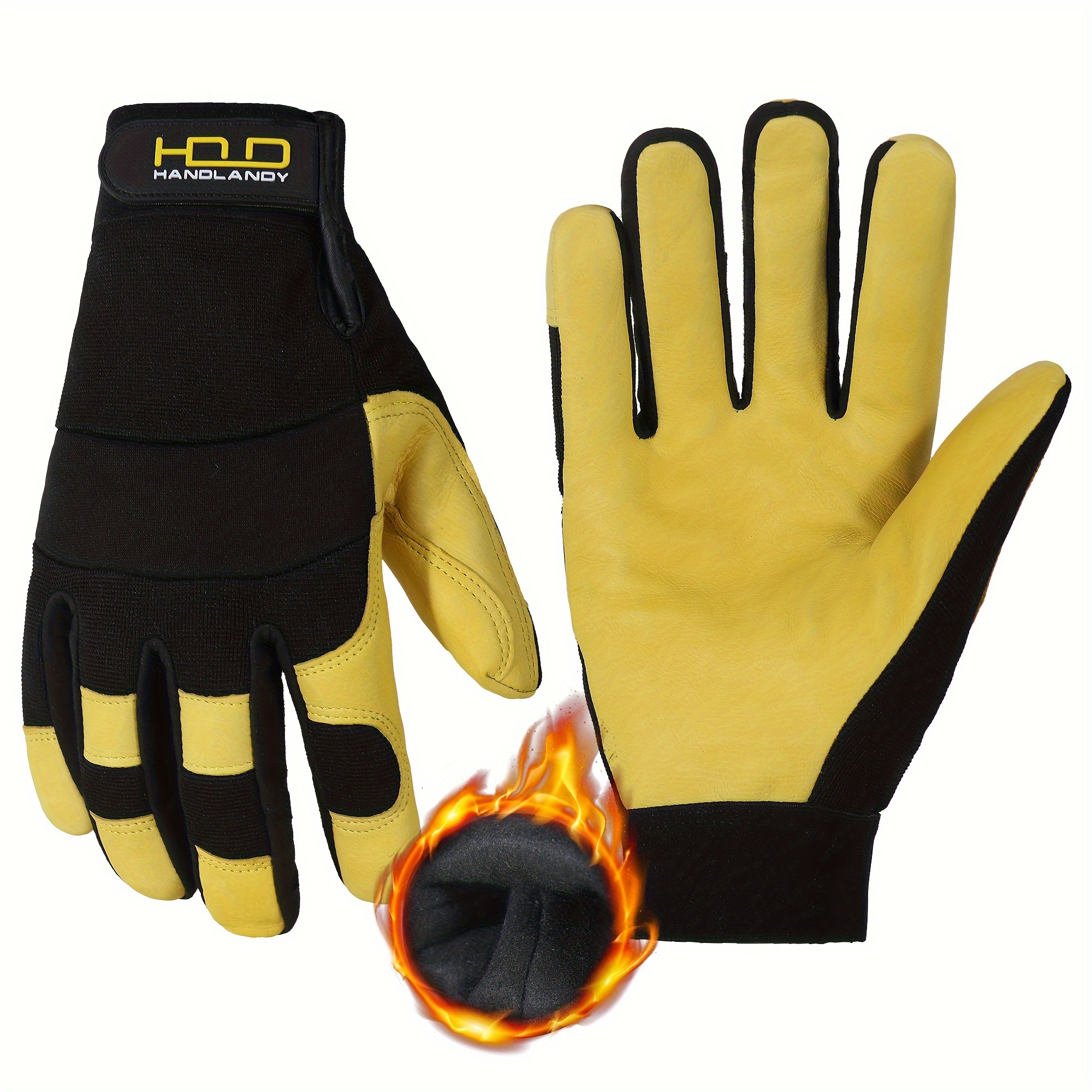 Insulated Work Gloves, Winter Leather Gloves For Men Women, Thermal Fleece  Lined Warm Gloves For Cold Weather Work