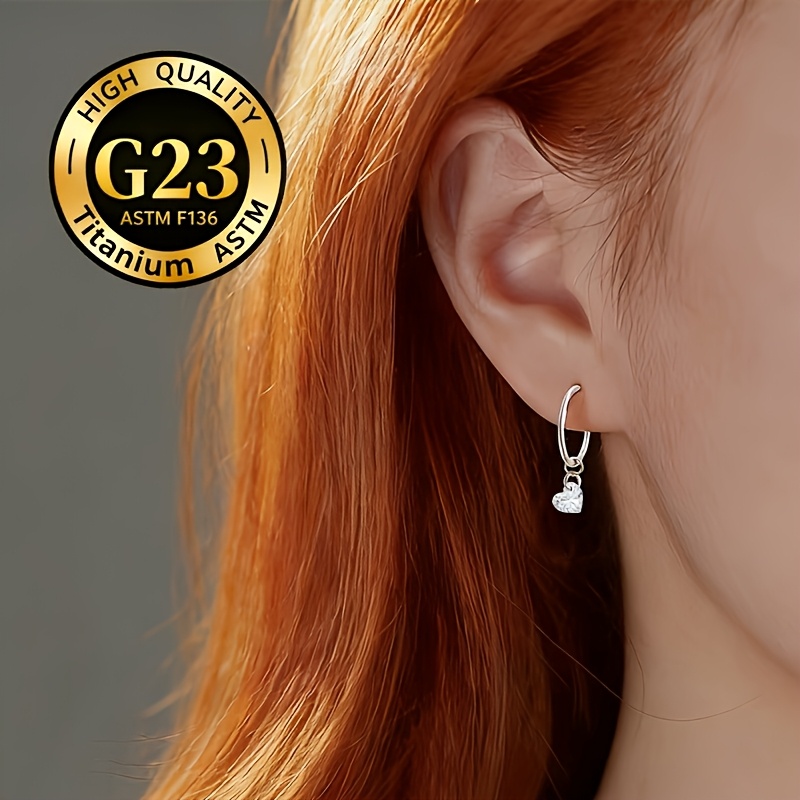 Women's Heart-shaped Drop Nose Ring with Hypoallergenic Clasp