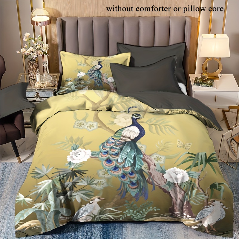 Image of 2pcs/3pcs Duvet Cover Set (1 Duvet Cover + 1pc/2pcs Pillowcase, Without Core), 3d Elegant And Gorgeous Retro , Animals And Plants Printed Bedding Set For Bedroom And