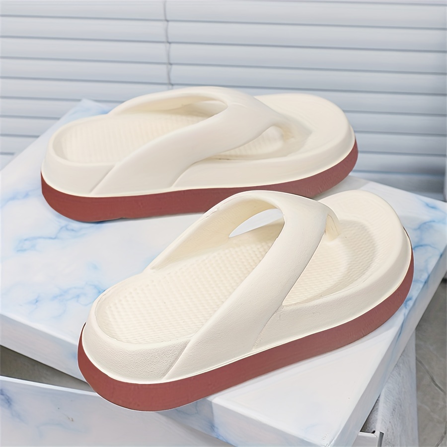 

Women's Solid Color Eva Flip Flops, Platform Soft Sole Summer Beach Slides, Non-slip Heightening Slides
