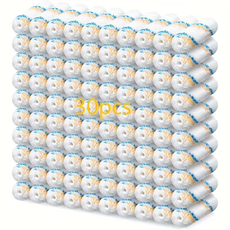 E-shop 30 Stück 4-Zoll Mini-Rollerpinsel Set | Mikrofaser, hohe Saugfähigkeit, gerahmtes Design, ergonomischer Griff für Wände/Türen/Schränke,