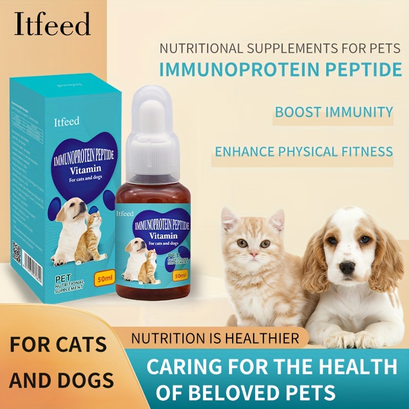 

Pet Nutrition Supplement, Immunoprotein Peptide With Vitamin C For Cats & Dogs, 50ml Immune Boost & Physical Fitness Support For Healthier Pets