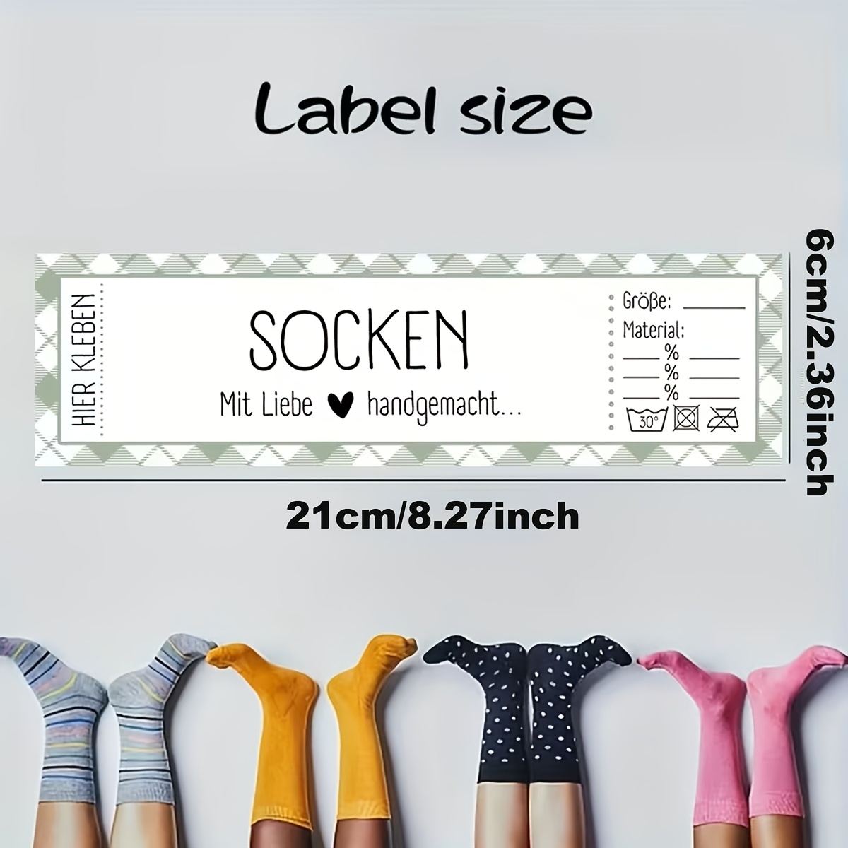E-shop 25 Stück Deutsche Socken Verschlussetiketten (Ohne Socken), Entwickelt für lange Socken und Schuhverpackungskarten, mit Wildblumen-Elementen,