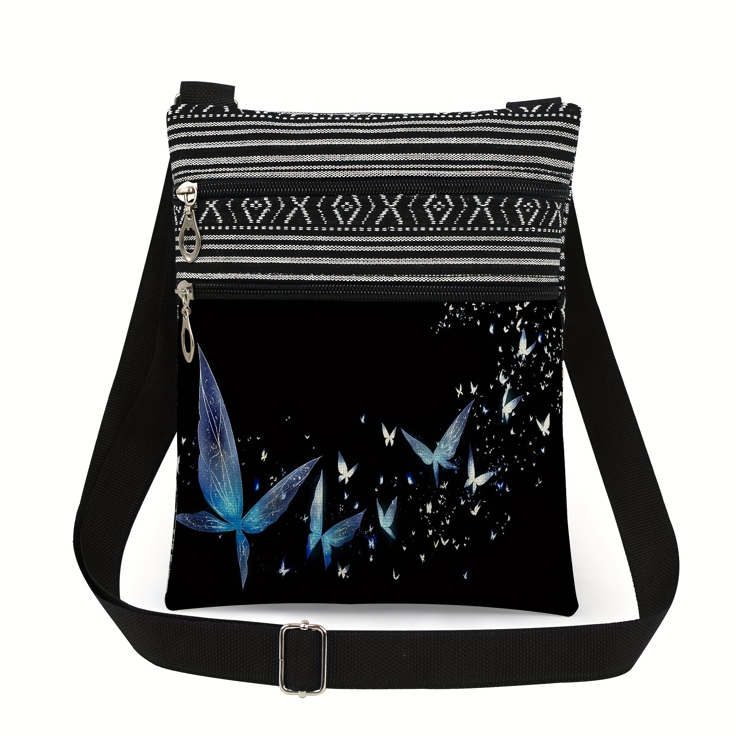 Image of Random Black And White Striped Pattern Print Crossbody Bag, Fashionable And Beautiful Women's Shoulder Bag, Gift For And Relatives
