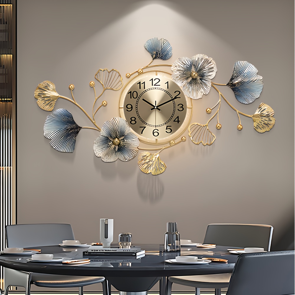 Creative 3D Ginkgo Leaf Wall Clock with LED Light - 33.6" x 20"