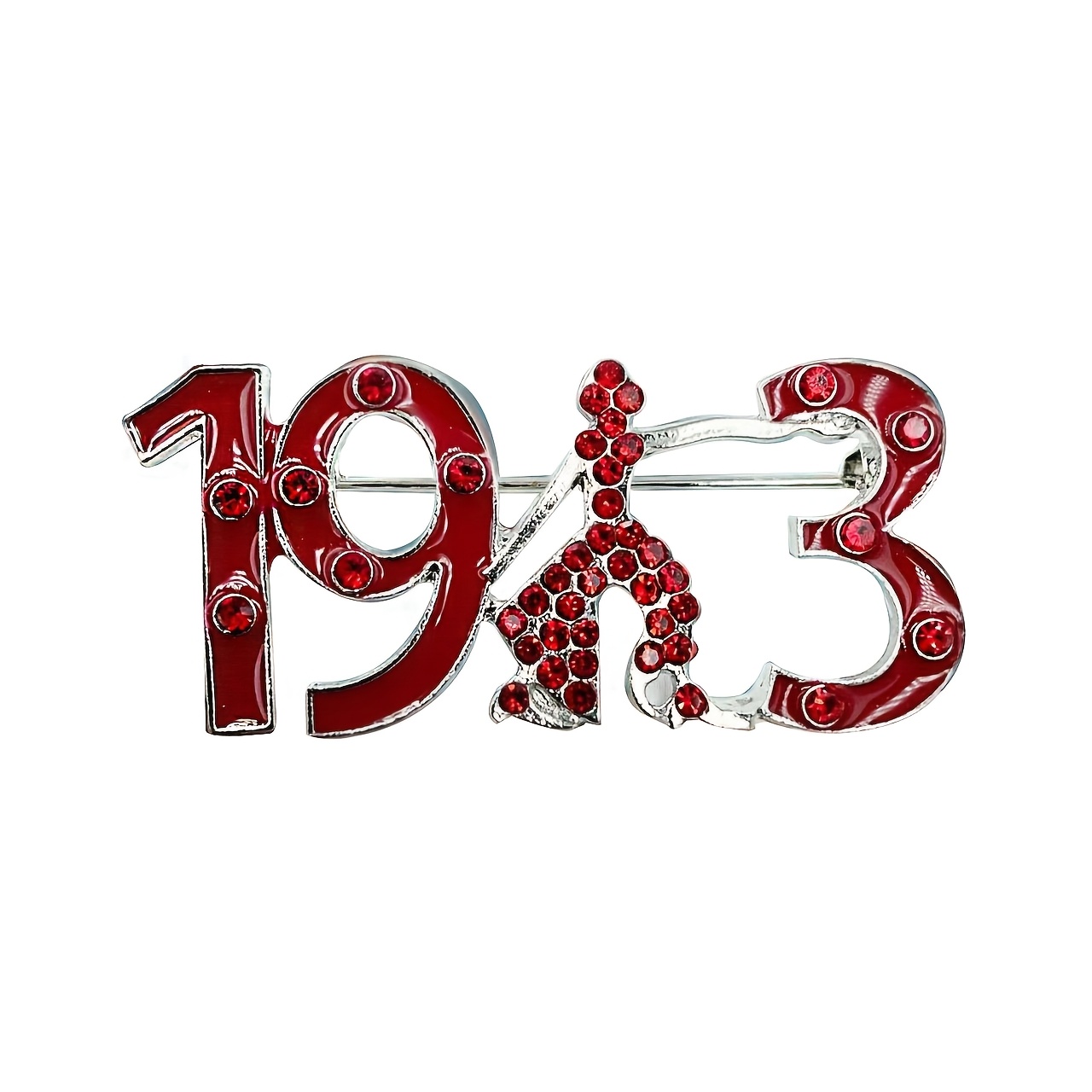 TEMU Greek Sorority 1913 Full Red Dress Brooch Pin Badge Accessory, Women's Safety Pin Brooch, Brooch Ornament, Coat Sweater Brooch