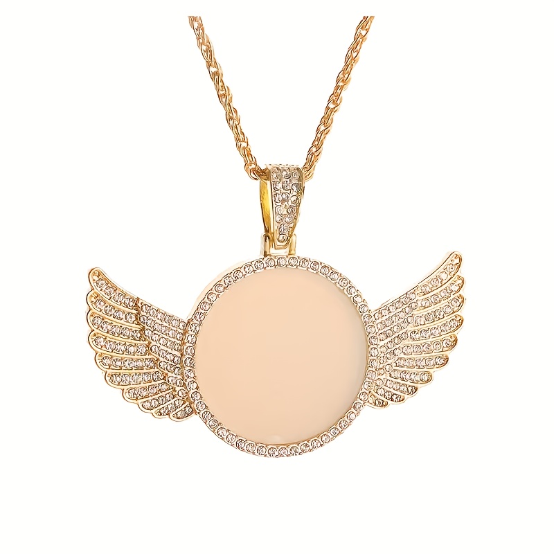 TEMU Customized Items Including A Hip-hop Wing Photo Necklace, Personalized Stickers, A Diy Solid Photo Frame, And A Synthetic Cubic Zirconiaia