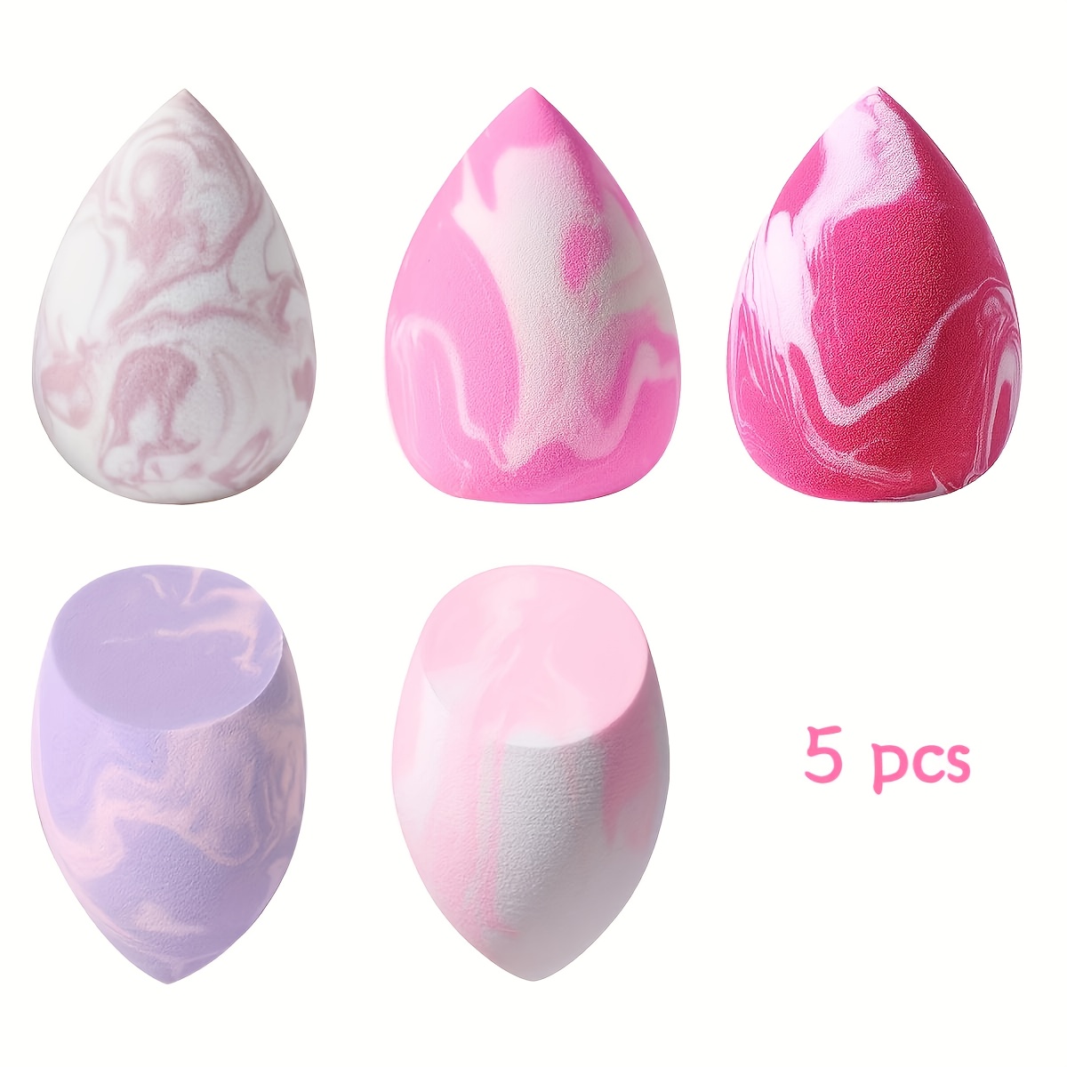 Image of 5/10/15pcs Two- Sponge Set - Features 5 Stylish Designs, Easily Create A Flawless Makeup Look, Suitable For Wet And Dry Use, Ideal For Loose Powder, Foundation, Blush, And More, For Makeup Enthusiasts