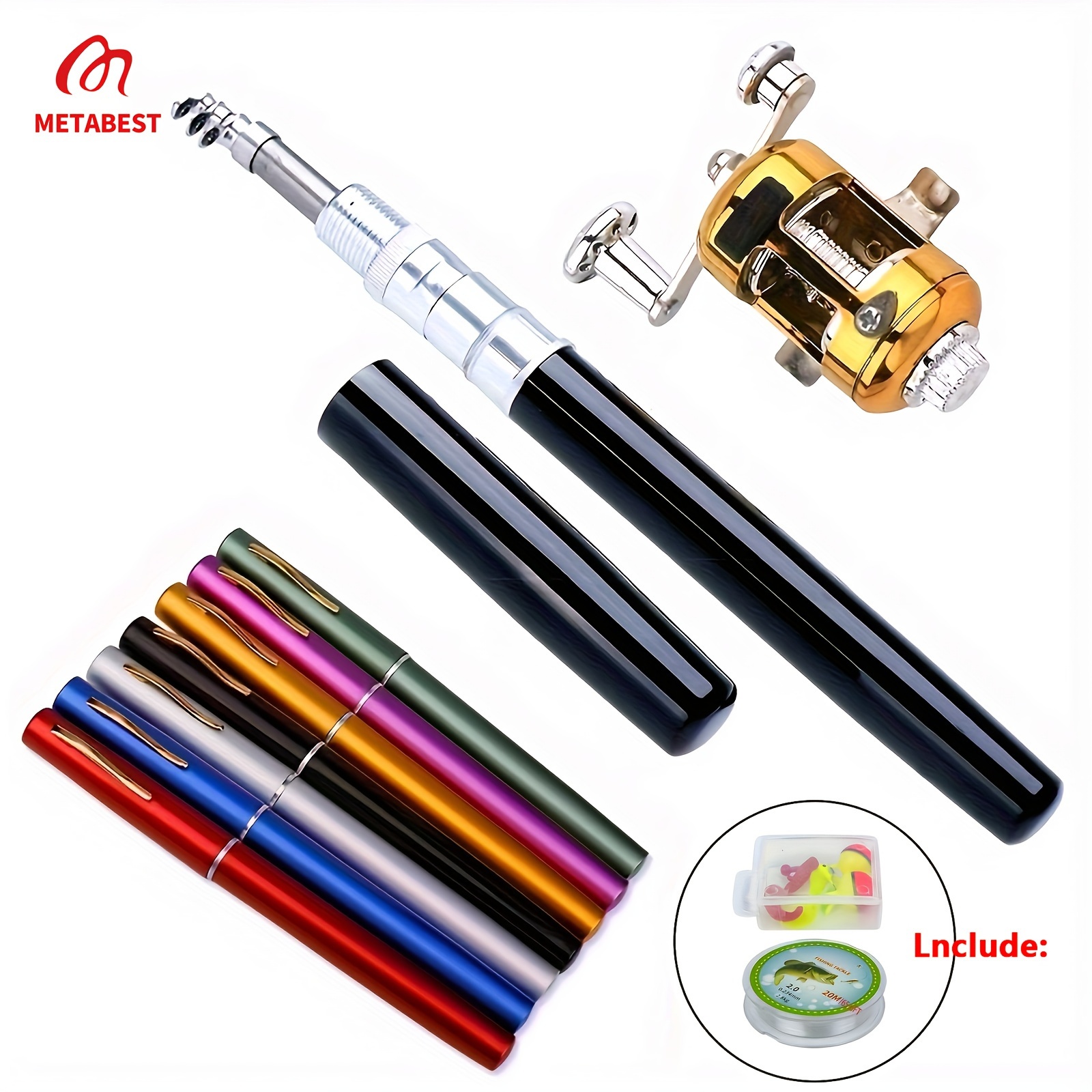 1M/1.4M Pocket Collapsible Fishing Rod Reel Combo Mini Pen Fishing