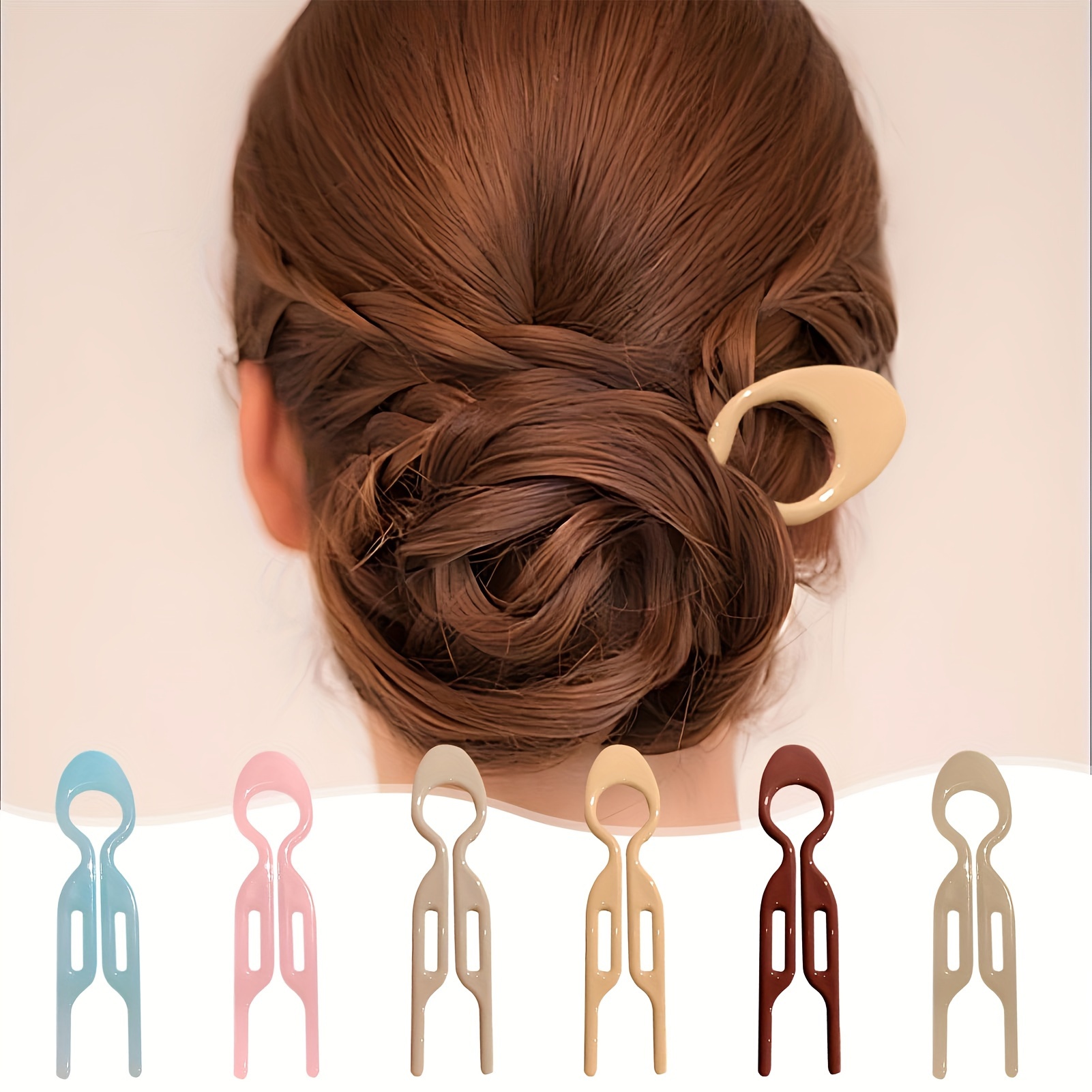 

6pcs Vintage French Hair Pins – U-shaped Resin Styling Forks For Women & Girls, Elegant Accessories In Pastel Blue, Pink, , Brown & , Valentine’s Day Or Hairstyles, Hair Accessories