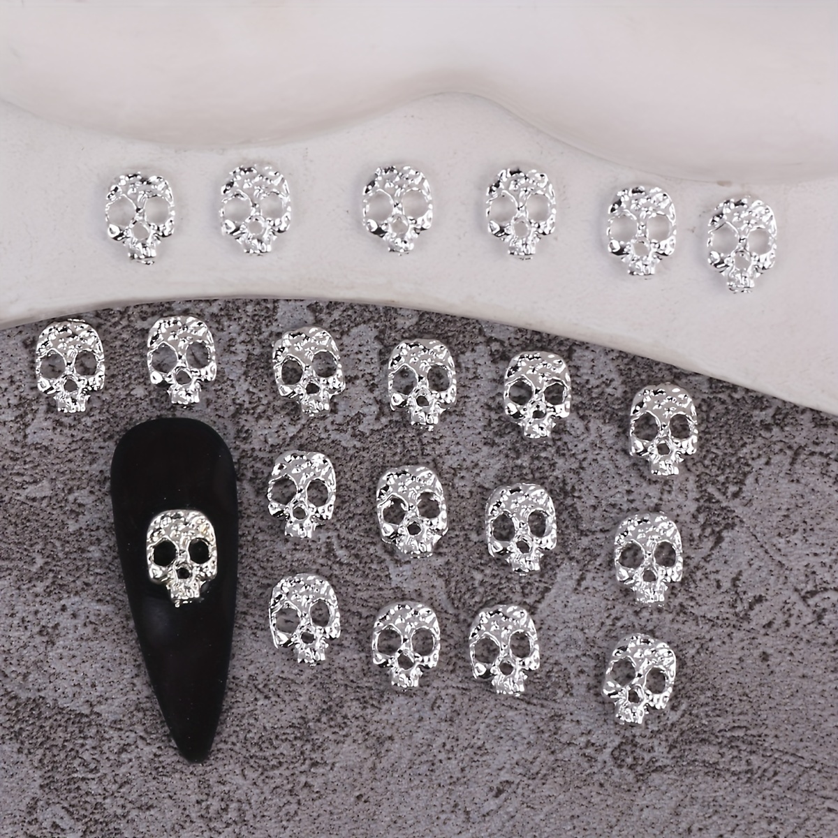 TEMU 20pcs Alloy Nail Charms - 3d Golden & Silvery Halloween Manicure Decorations, Scent-free Foot, Hand & Nail Care Accessories, Wf44