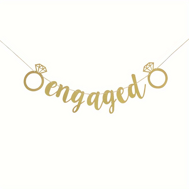 1pc Golden Diamond Ring Engaged Engagement Party Decoration Pull Flag Engagement Wedding Party Scene Decoration Banner