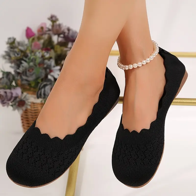 womens fashion wavy lace knit shoes details 2